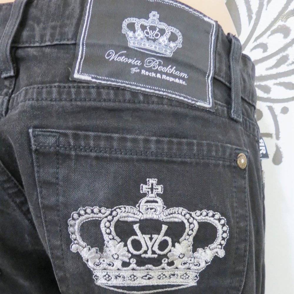 Victoria Beckham for Rock & Republic Black Jeans 28 - Picture 4 of 8